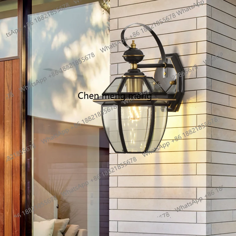 

Garden outdoor waterproof all copper anti-rust yard wall balcony wall lamp entry wall lamp European American style
