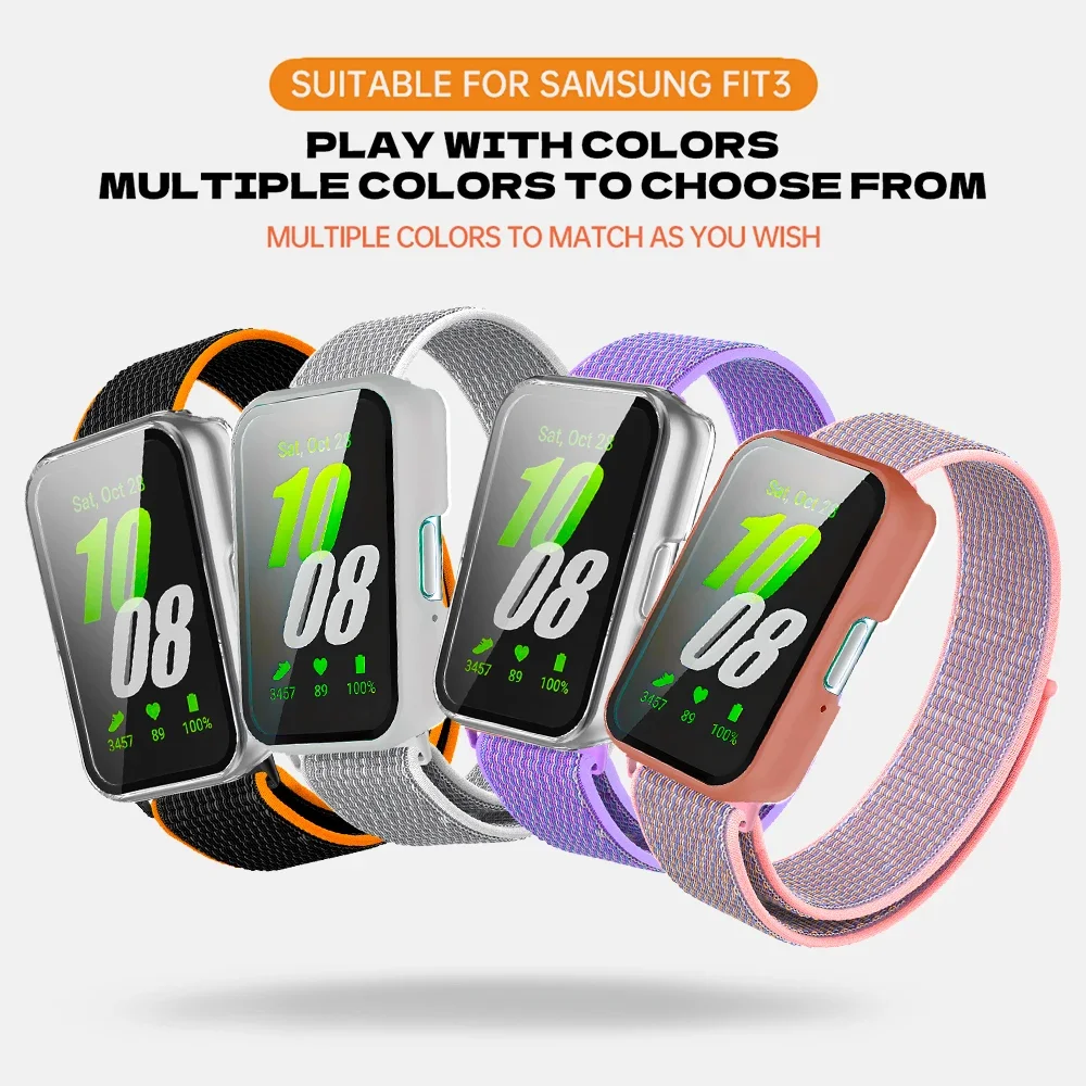 جراب وحزام من النايلون لسامسونج جالاكسي فيت 3 سوار ذكي ، غطاء واقي من الصدمات ، سوار كوريا