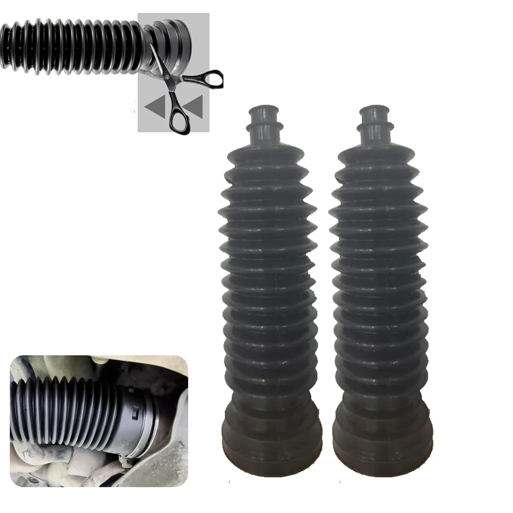 Complete Rack and Pinion Boot Kit 2PCS Rubber Tie Rod Boots with Stainless Steel Clamps and Cable Ties for Car Maintenance