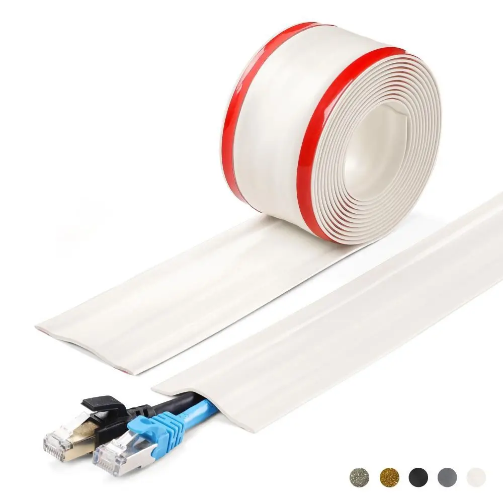 Professional PVC Floor Cable Cover Self Adhesive 1m Wall Wire Concealer Soft No Drill Cord Management Home Office