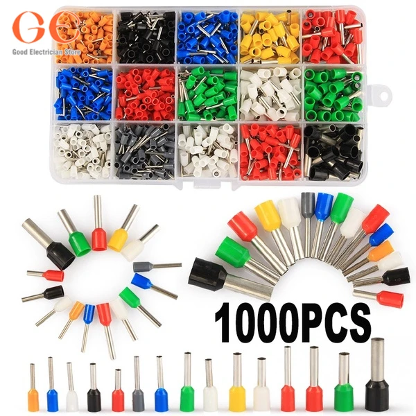 

1000PCS Insulated Wire Cable Cord End Ferrules Terminal Assortment Kit wire crimp connector butt connector electrical connector