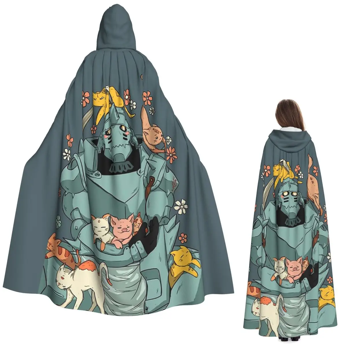 

Fullmetal Alchemist Long Hooded Cloak Witch Medieval Costume Cosplay Cape HalloweenCoat Adult Unisex