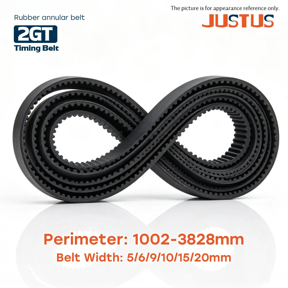 2GT GT2 Rubber Closed‑loop Timing Belt Synchronous Belt Bandwidth 5/6/9/10/15/20mm Perimeter 1002‑3828mm For 3D Printer Part