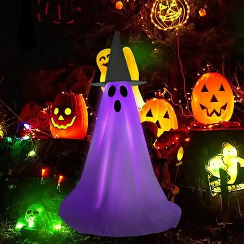 Haunted House Decorations Spooky Halloween Ghost Decoration Kit with Led Lights for Porch Yard Garden Diy Standing for Lawn