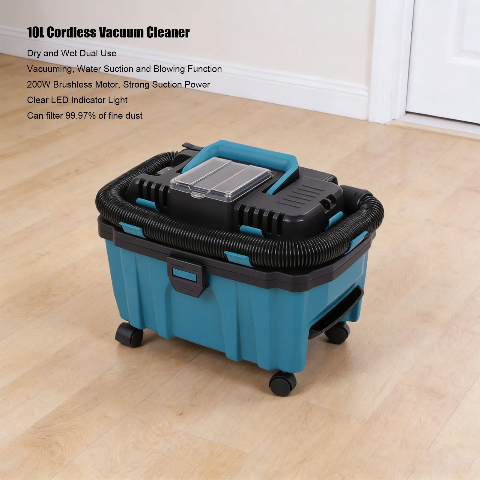 10L Cordless Vacuum Cleaner Fit for BL1815 BL1820 BL1530 BL1840 BL1850 BL1860 Battery Brushless Wet and Dry Floor Cleaner