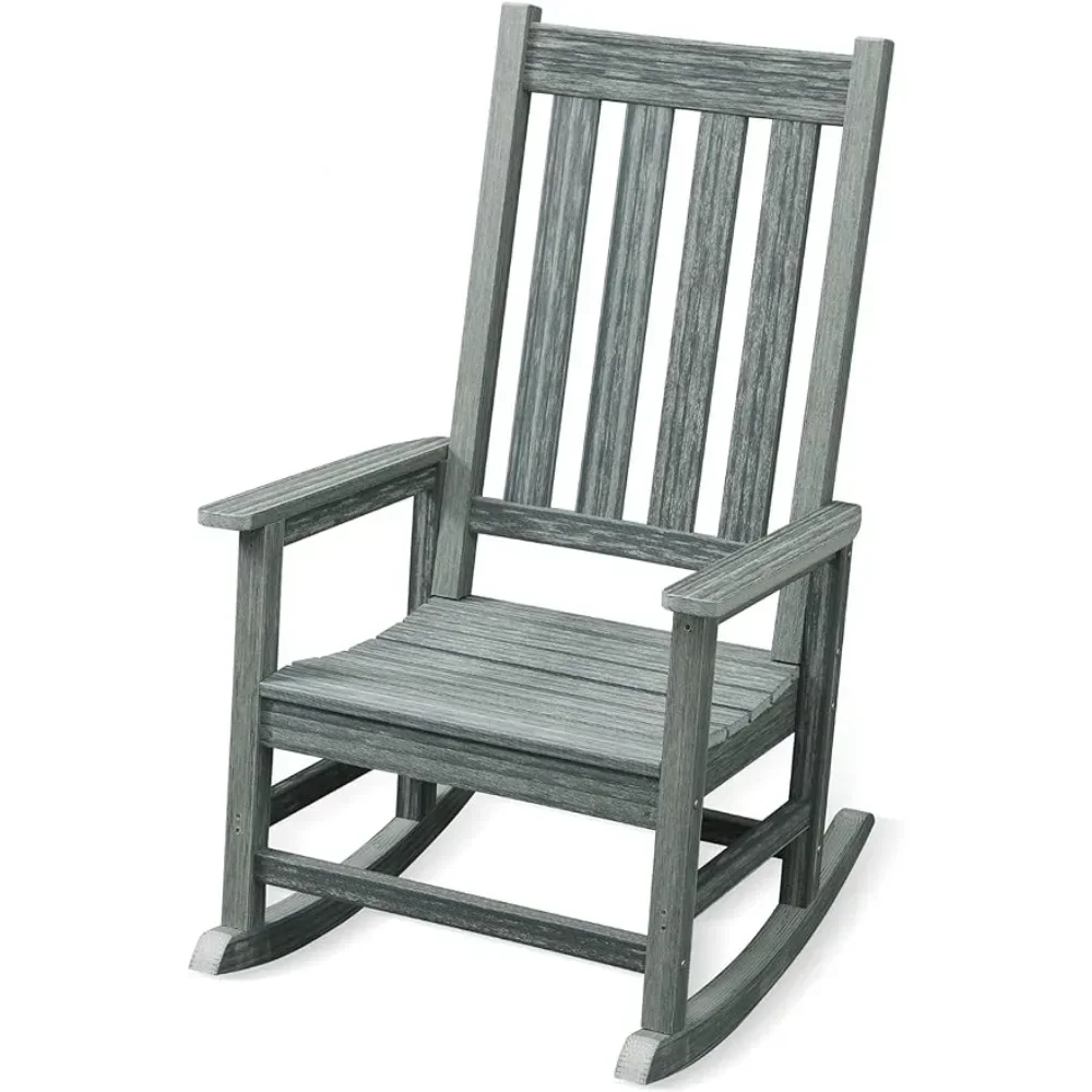 

ACUEL Rocking Chair Outdoor, Oversize HDPE Patio Rocker Chairs, Weather Resistant 350lbs Heavy Duty Rocking Chair (Grey)