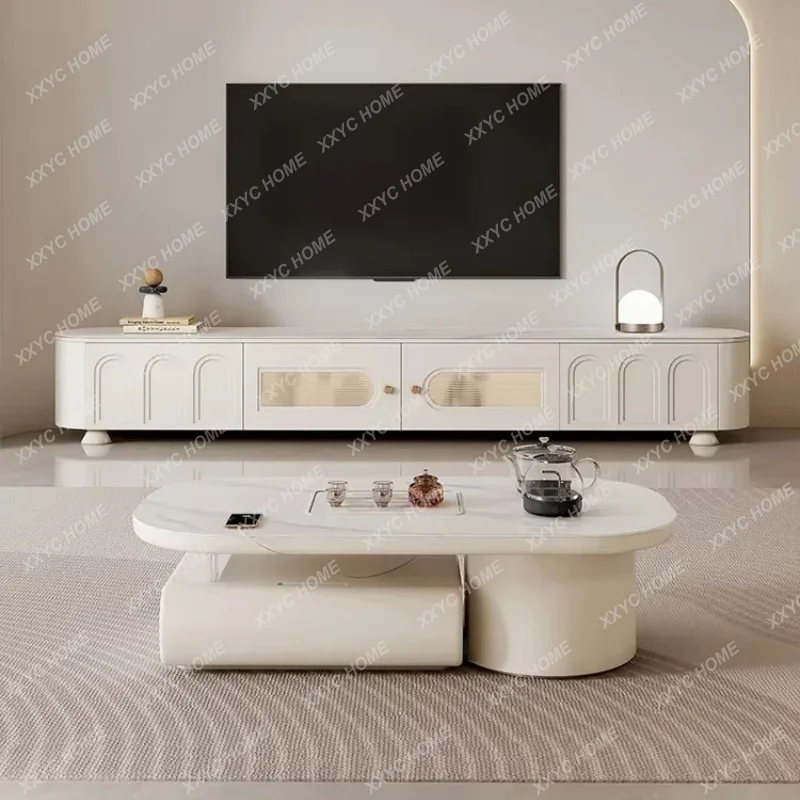 XXStone Plate Kung Fu Tea Table Tea Table Tea Making Integrated Living Room Home Cream Style Modern Retractable