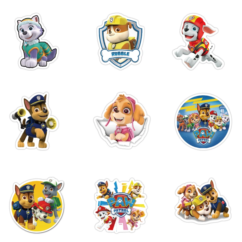 10/30/50/100pcs PAW Patrol Ryder Chase Rubble Marshall Stickers for Kids Waterproof Graffiti Bike Laptop Cute Cartoon Decals Toy