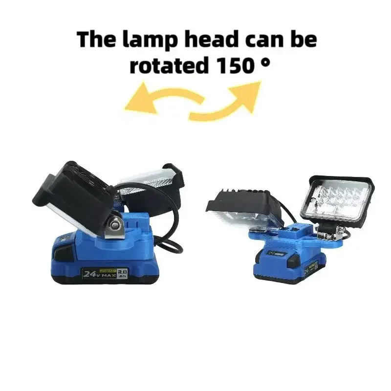 56W Portable Power Battery Power Supply Portable LED work Light For Kobalt 24v Battery W/USB Charger Ports Lamp(No Battery)