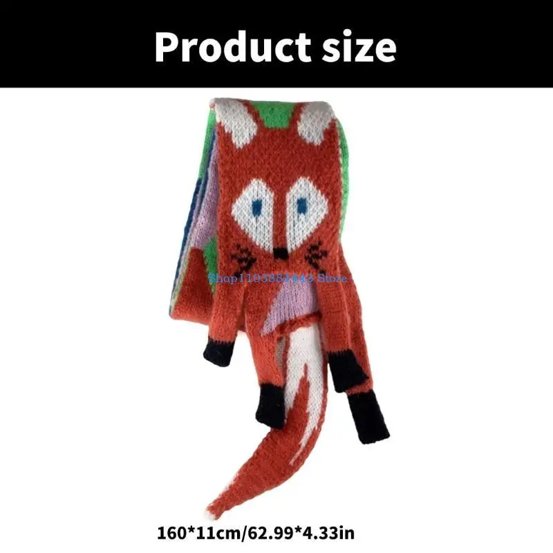 Q6RE Mooie gebreide dierensjaal Winter essentieel voor kinderen en vrouwen, zacht en gezellig halsdoekkledingaccessoire