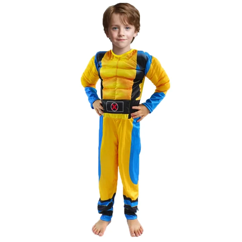 SN55Superhero Wolverine Cosplay Costume for Boys Girls Halloween Stage Performance Jumpsuit Mask Claws Christmas Fantasy Dr$5Q@1