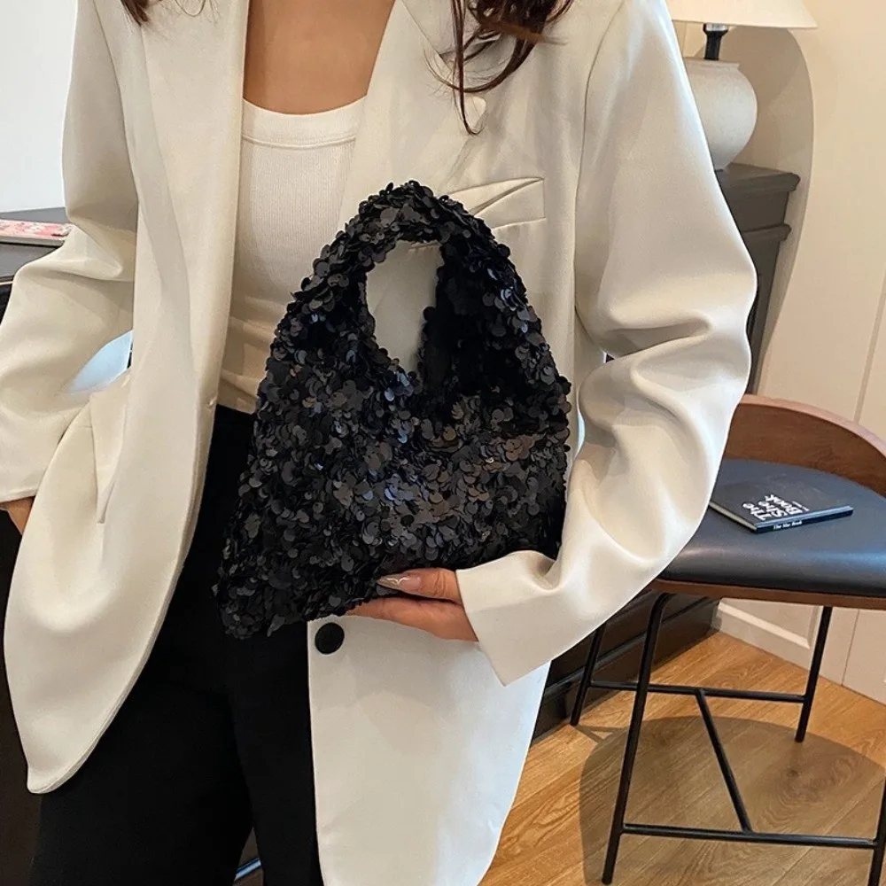 High Quality Glamorous Evening Bag Sequins Design Shining Women's Shoulder Bag Solid Color Women's Handbags