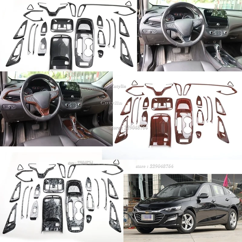 Dla Chevrolet Malibu XL 2016 -2022 ABS Carbon Fiber Car Steering Wheel Trim Window Switch Control Button Frame Cover Akcesoria