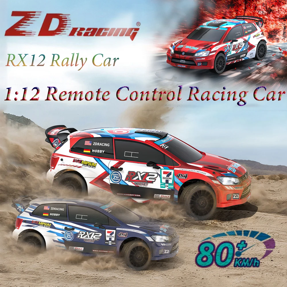 

ZD Racing RC Car Racing RX12 1/12 Бесщеточный 2,4 ГГц 80 км/ч Высокоскоростной гоночный раллийный автомобиль с дистанционным управлением Игрушки для взрослых и детей