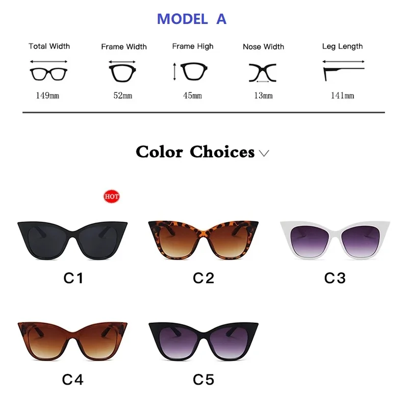 Nuovi occhiali da sole Cat Eye donna moda Big Frame Cat occhiali da sole donna Retro Shades UV400 nero bianco colore Oculos De Sol