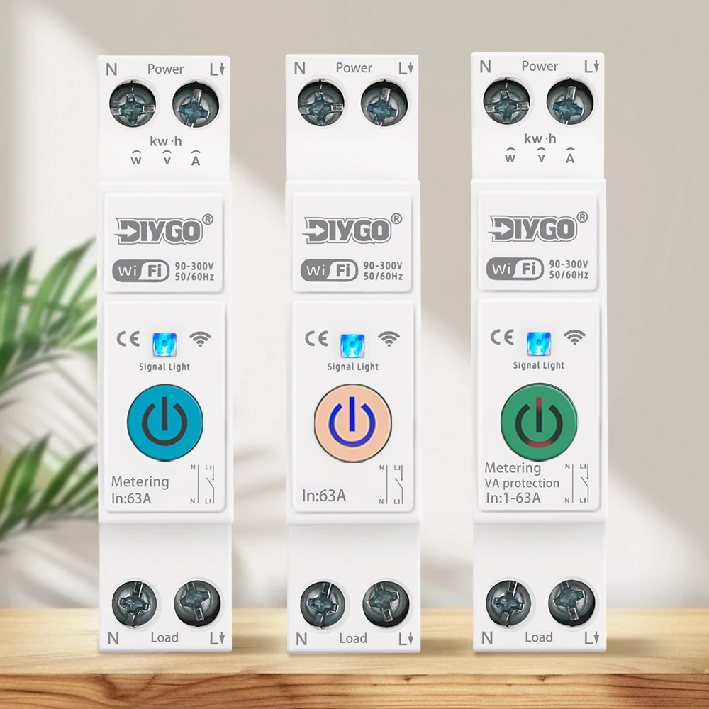 Smart WIFI Circuit Breaker Work With Tuya APP Current Voltage Protection Remote Control Switch Timer Metering Monitoring Home
