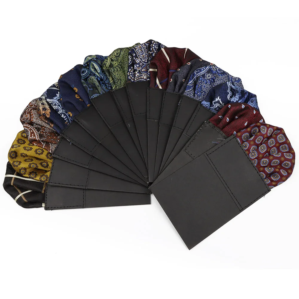 New Men's Pre Folded Pocket Square Paisley Handkerchief Suitable For Formal Weddings Parties Business Black Fashion Chest Scarf