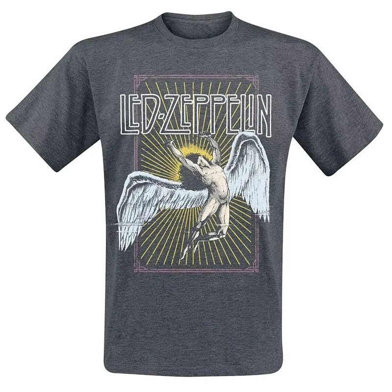 Icarus Burst White Led Zeppelin Band T-Shirt Cotton Graphic Tee Men Women Summer Streetwear