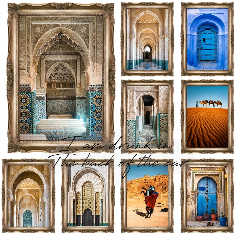 Morocco Traveling Art Photos Poster Canvas Printing Morocco Landscape Wall Decor Desert City Art Photos Aesthetic Prints Decor