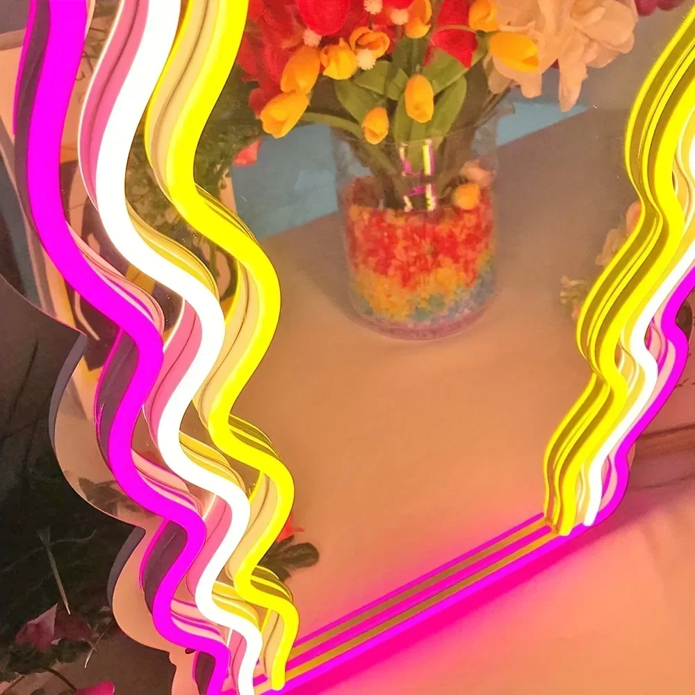 Irregular Mirror Neon Sign For Wall Decor LED Neon Lights For Home Bedroom Decor Neon Light Signs For Party KTV Bar Decor Gifts