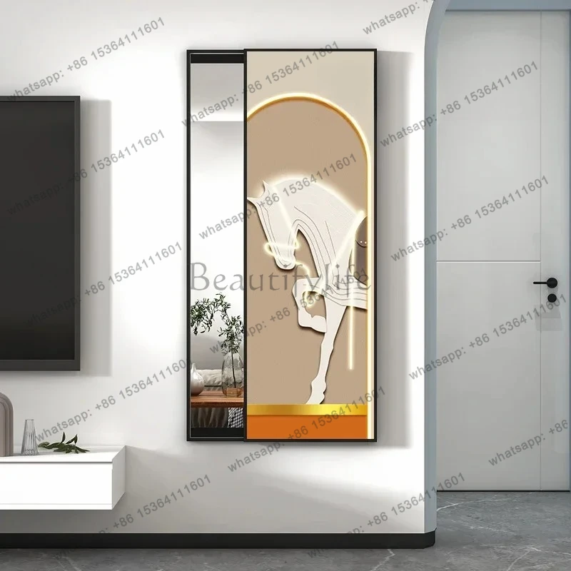 Art Nordic full-length mirror push-pull hidden wall-mounted decorative mirror