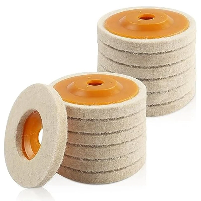 14 Piece Wool Felt Polishing Wheel Disc Wool Buffing Polishing 4 Inch Orange For 100 Angle Grinder, Wool Polishing Wheel