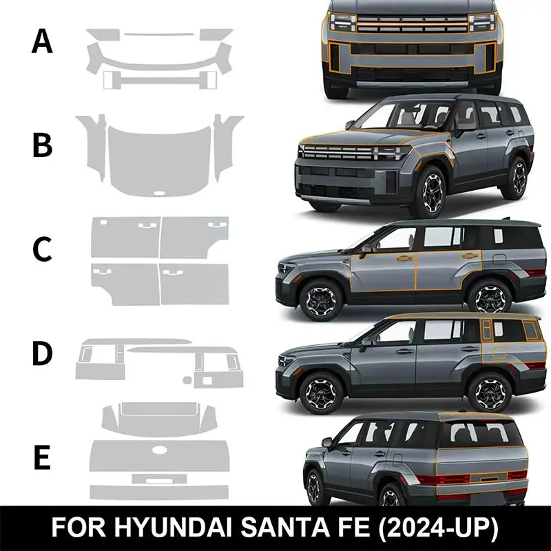 

For Hyundai Santa FE 2024 2025 TPU Paint Protection Film Self-Healing Clear Bra Pre-cut PPF Kit Car Body Anti-Scratch Resistant