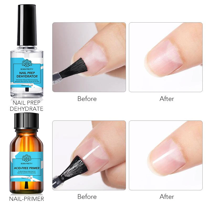 BORN PRETTY 15ml Nail Primer Nail Prep Dehydrate Base Top Coat Gel Nail Polish No Need Of UV LED Lamp Nail Art Varnish Manicure