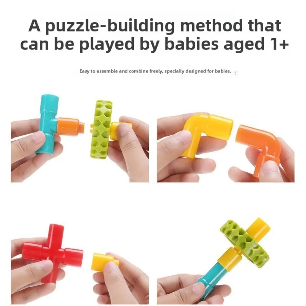 Creative DIY Water Pipe Building Blocks Splicing Pipes Assembly Design Construction Plastic Montessori Building Blocks Children