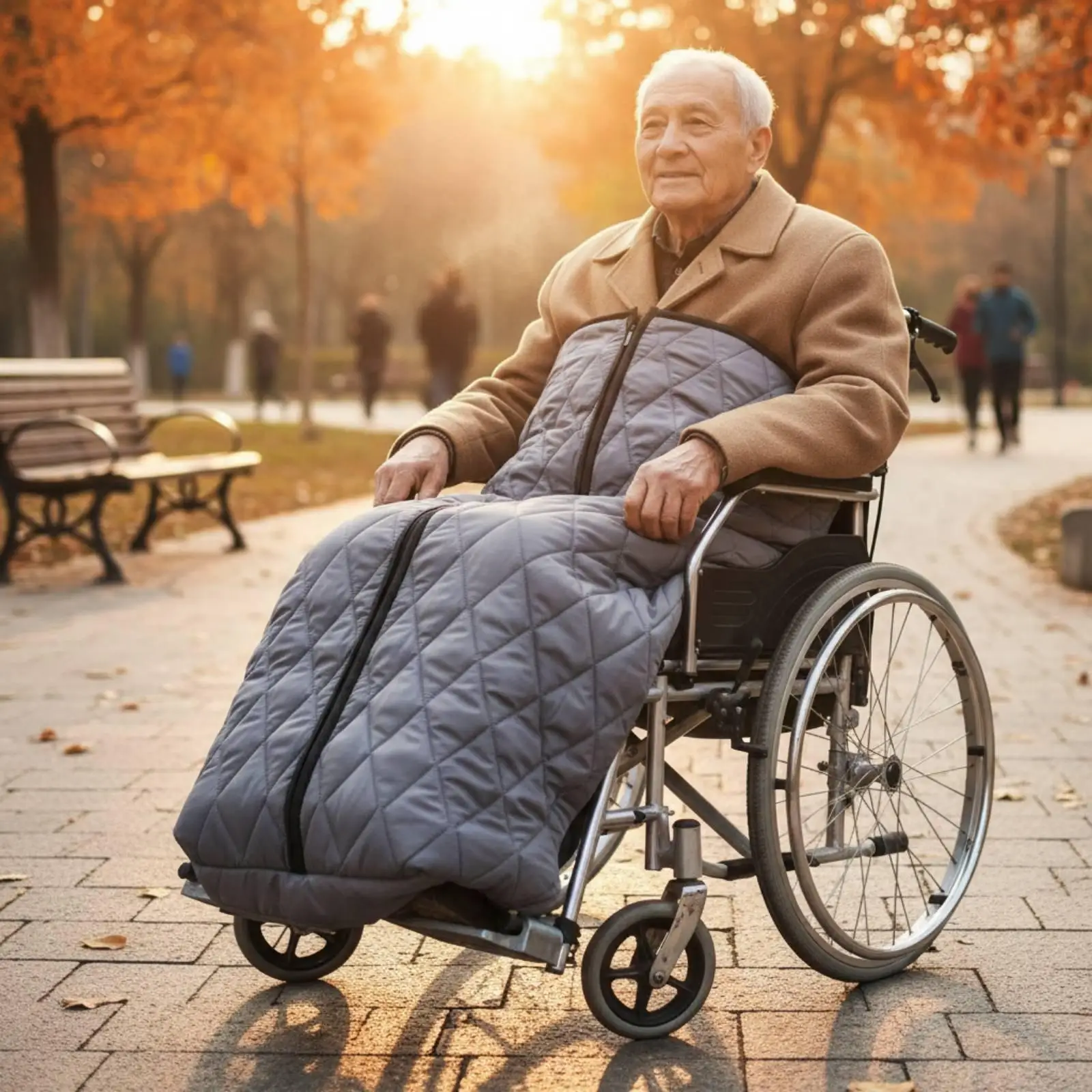Insulated Blanket for Winter Legs Soft Fleece Lining Pearlescent Cloth Outer Ergonomic Wrap for Mobility Scooter Chair Adults