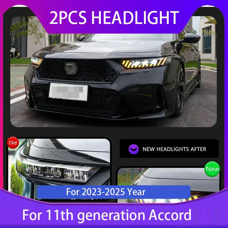 Headlight Styling FOR 2023-2025 Honda Accord G11 Front Projector Lens DRL Head Lamp LED Bulbs Car Stuff Auto Mobile Accessory