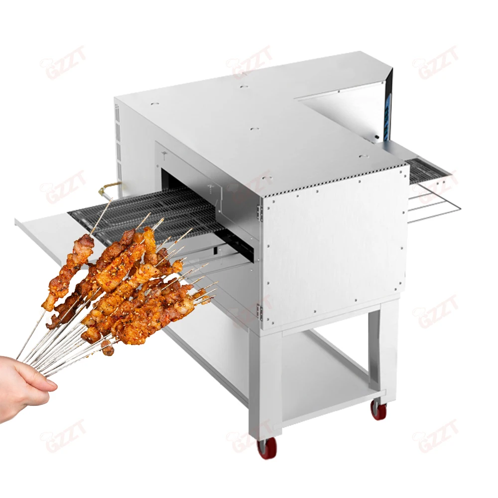 

Intelligent Electric Conveyor Crawler Chain Type Tunnel Barbecue Pizza Oven Automatic Rotating Satay Skewer Grill Machine
