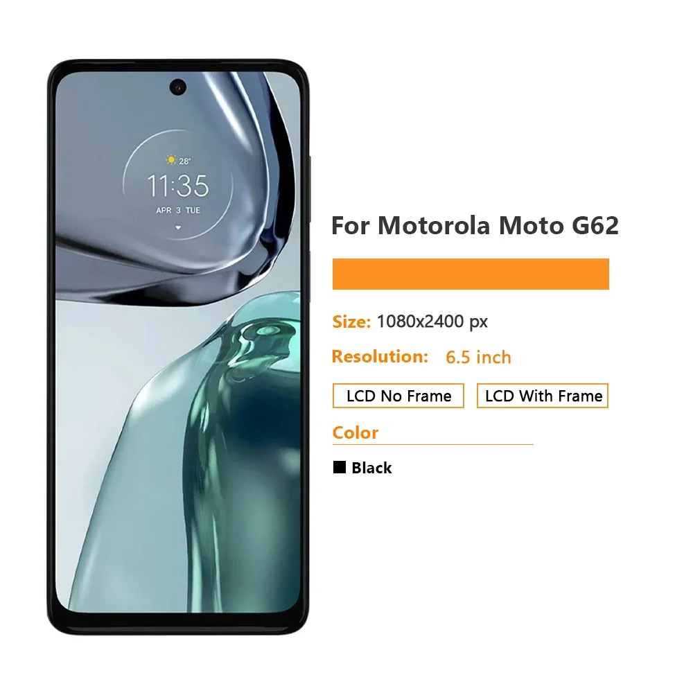 100% протестированный сенсорный ЖК-дисплей 6,5 дюйма для Motorola Moto G62, замена экрана дигитайзера в сборе для Moto G62