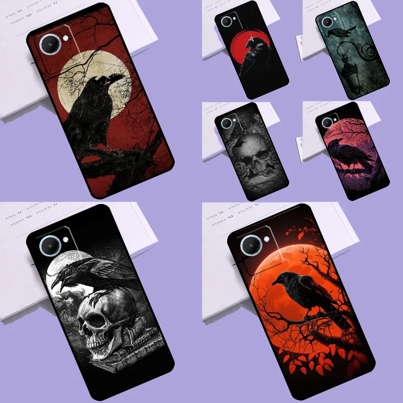 Goth Raven Case For Realme GT Neo 5 3 T 2 T 8 9 10 11 Pro Plus C15 C25s C21Y C30 C31 C33 C35 C53 C55