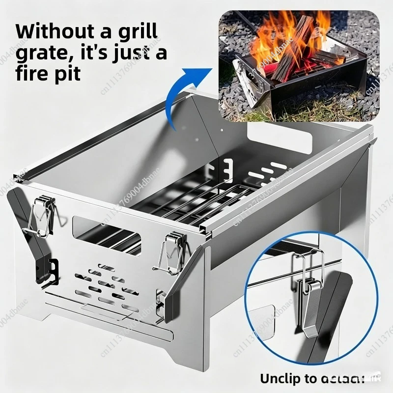 Flip Charcoal Grill Household Outdoor Removable Rotary Mesh Grill