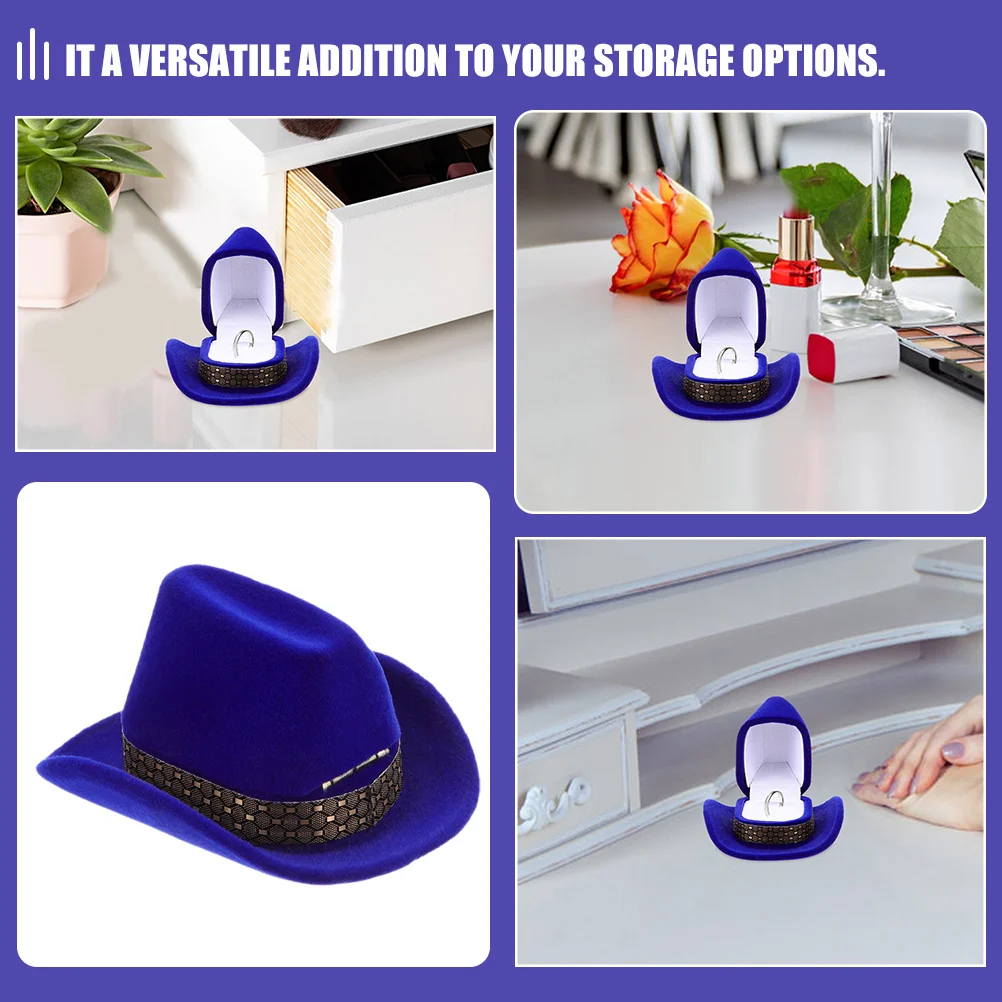 

2Pcs Cowboy Hat Jewelry Boxes Western Style Decorative Jewelry Display Case Ring Holder for Necklaces Earrings