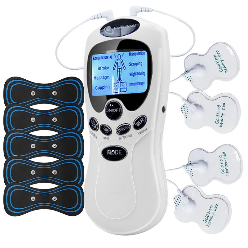 8 Modes Electric Tens Acupuncture Body Massager LCD Digital Meridian Therapy Muscle Stimulation Kit EMS Stimulator Pain Relief