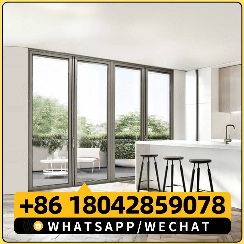 Orkaanbestendige buitenste Bi-vouwdeur Aluminium Bifold Glass Exterieur Aluminium Bi-vouwdeuren