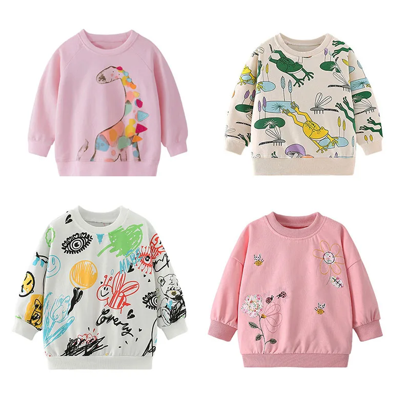 

Girls Long Sleeve Sweatshirts Dinosaurs Print Fashion Sports Shirt for Autumn Winter Toddler Wear 2-7T Baby Clothes