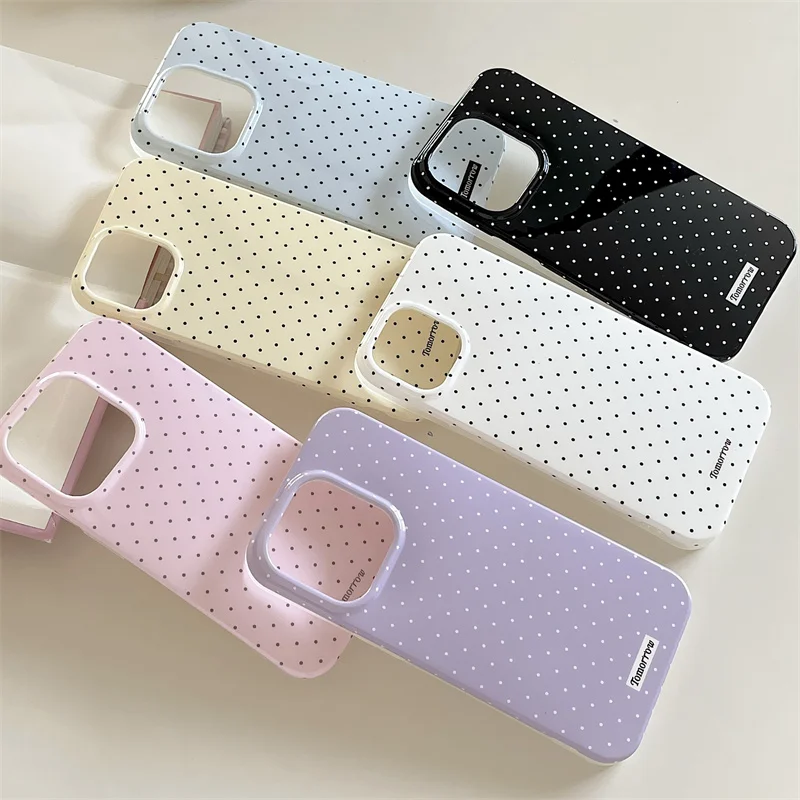 Simple Polka Dots Phone Case For iPhone 15 Pro 12 14 13 Pro Max 14pro Back Cover Fashion Soft Silicone Cute Cases For iPhone 15