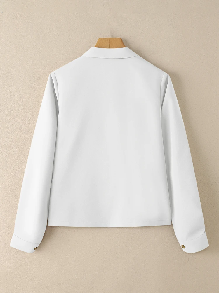 エレガントなラペルネック長袖オフィスシャツ ZANZEA 2025 秋ブラウス レディース トップス エレガントな無地OLワークシャツ イレギュラーブラウス