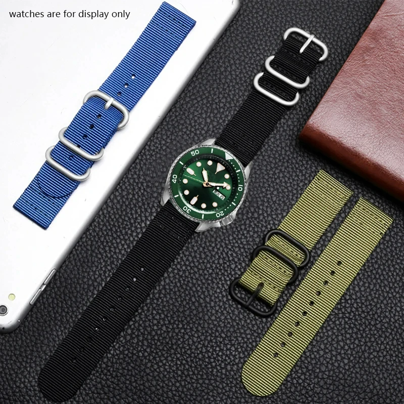 Nylon watchband 18mm 20mm 22mm 24mm 26mm black blue army green strap for men\'s outdoor sports canvas bracelet Give tool