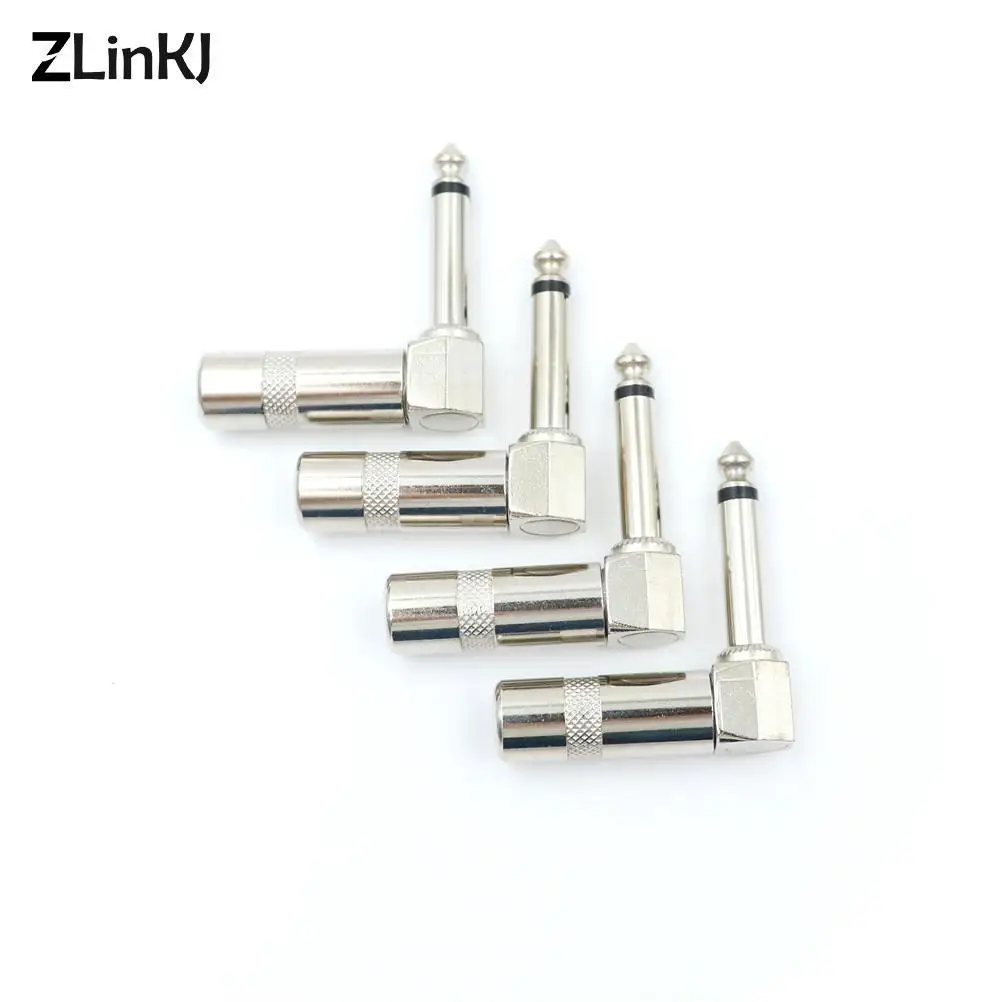 4Pcs 1/4 Inch 6.35mm Jack Right Angle Male Mono Plug L-shape Connector For Guitar Audio