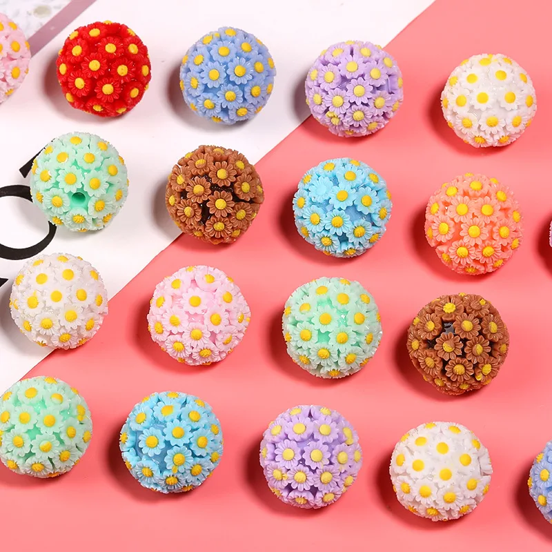 21mm Flower Ball Beads Colorful Small Flower Resin Acrylic High Quality Bead DIY Pen Earrings Bracelets Necklace Jewelry Making