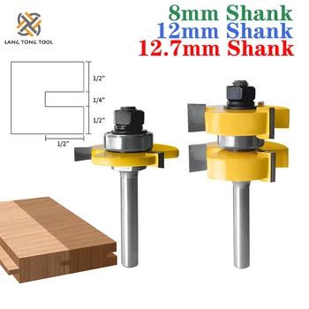 8mm/12mm/12.7mm Shank Dil Oluk Ortak Freze Uçları T Yuvası Montaj Freze Kesici Ahşap Ağaç İşleme Kesme Aletleri LT007
