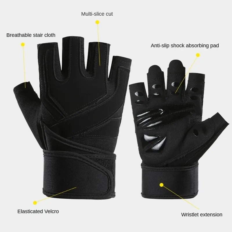 Outdoor Gloves Grips Anti-Skid Wrist Straps Protector for Weightlifting Support Bench Press Pull-up Fitness Gloves Palm Protect