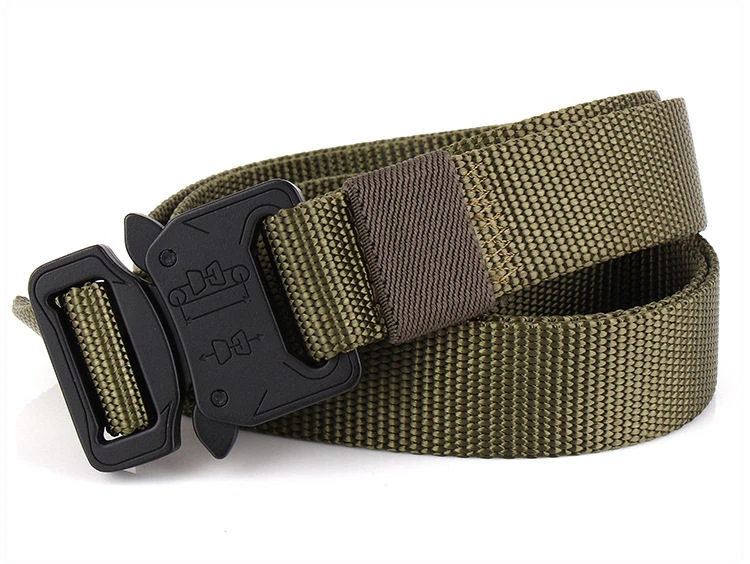 2.5cm Military Green Tactical Belt Men's Nylon Wear-Resistant Adjustable Quick Release Buckle Outdoor Sports Belt