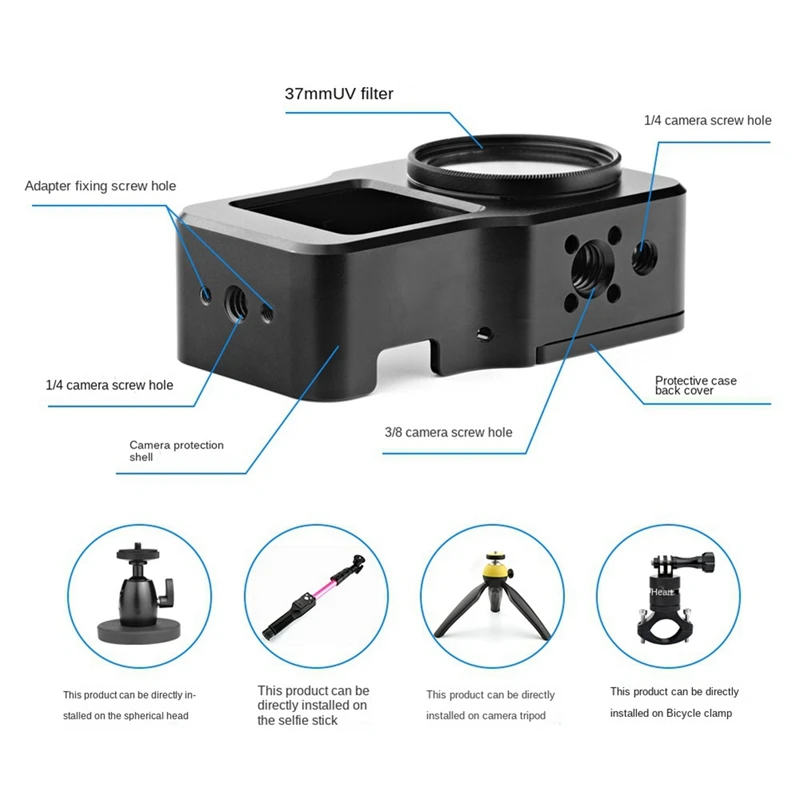 Aluminum Alloy Protective Shell Fall-Proof Protective Shell Shell Frame Accessories For Dji Black