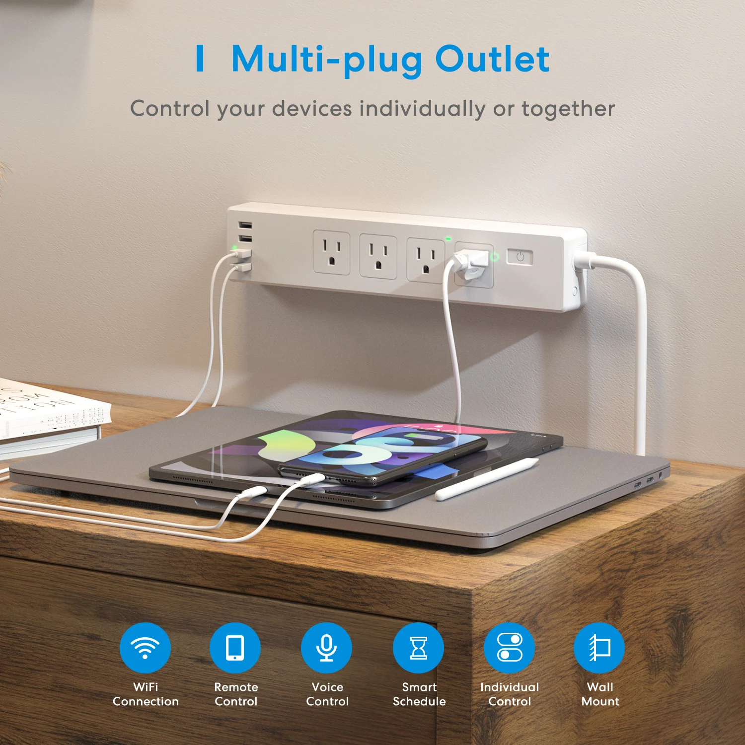 Meross Smart Power Strip WiFi Surge Protector US/UK Socket Extension with 4 AC Outlets 4 USB Ports Support HomeKit Alexa Google