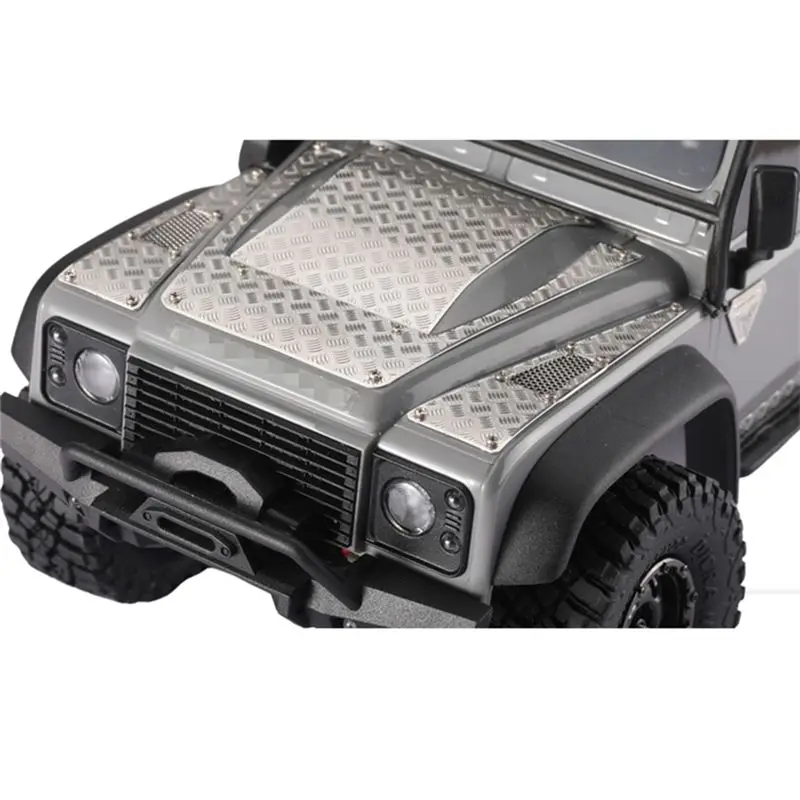 Metall Stahl Haube Unterfahrschutz Dekorative Blatt Ansauggitter Für Traxxas TRX4M Defender 1/18 RC Auto Upgrade Teile Kit, Silber-[A17